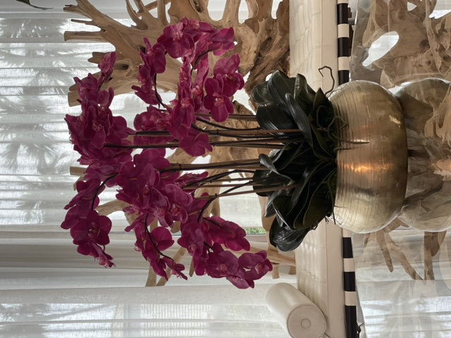 Orchid Faux Floral Arrangement in Vase, Pink