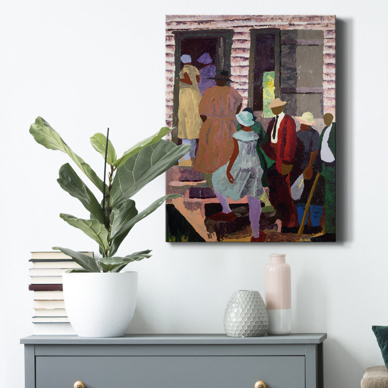Église pique-nique - reproduction d'art sur toile tendue, H 20 po x l 16 po x P 1 po