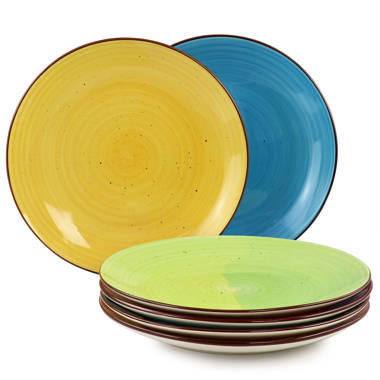 QXXSJ Ceramic Dinner Plates - 10 Inch Dessert Pizza Pasta Salad Plate Set -  Dishwasher And Microwave Safe - Set Of 6, Vintage