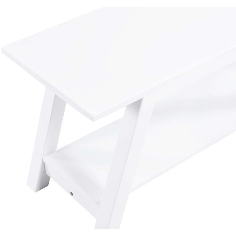36.26-Inch Solid Wood Shelf Bench - White Ideal For Bedroom And Entryway Storage With Shelf, 14D X 36.26W 18.3H Decorative Element