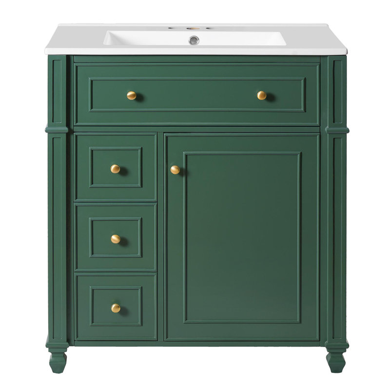 Armoire de salle de bain 30 po avec rangement, Vert