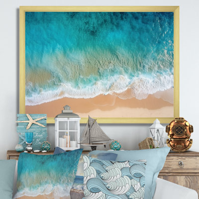 Vue aérienne de la plage bleue «Blue Tranquility» - art mural plage