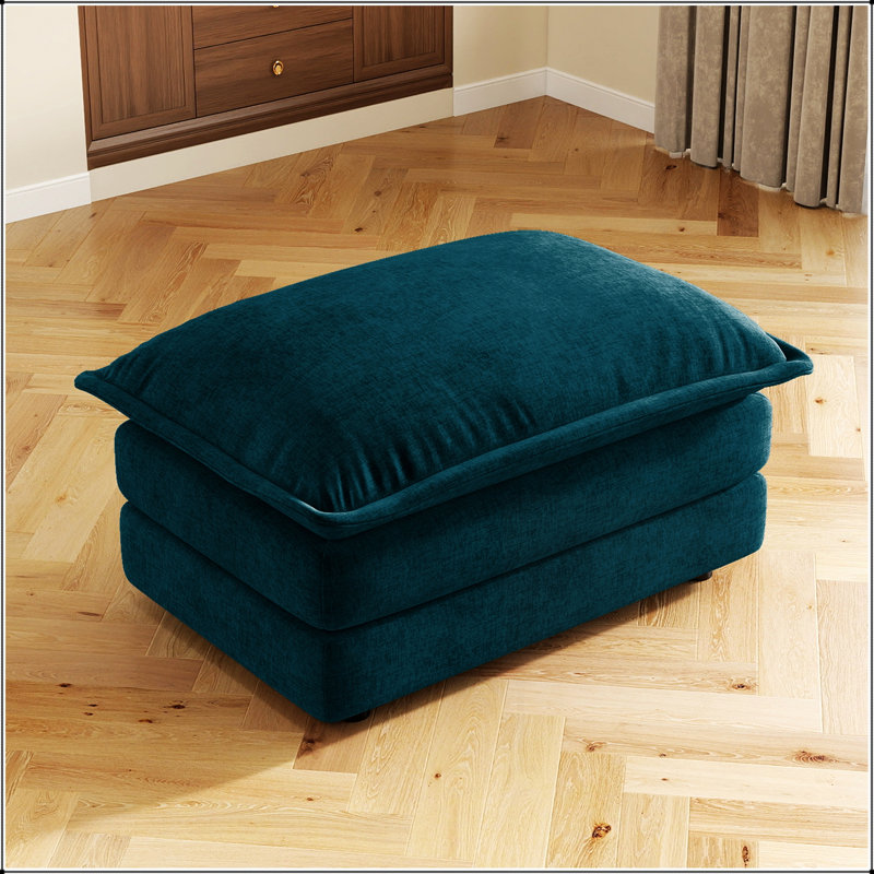 Canapés d'angle Allure avec pouf : confort et style haut de gamme pour les espaces de vie modernes, Bleu