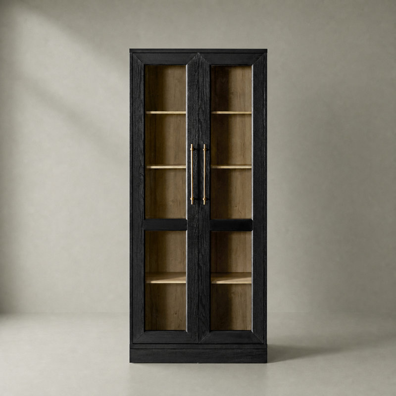 Latitude Run® Mahfuza Angled Tall Display Cabinet, Black