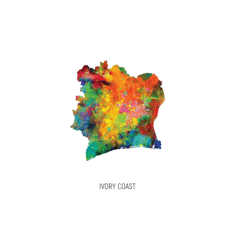 Ivory Coast Map by Michael Tompsett - Wrapped Canvas Print, 66.04 cm H x 45.72 cm W