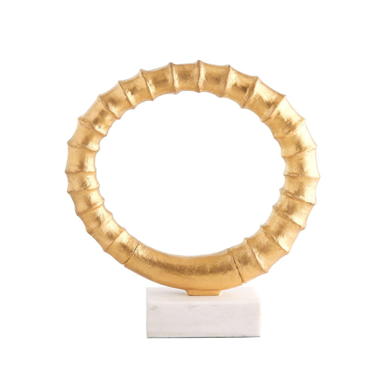 Infinity Horn Sculpture-Bronze, White/Gold