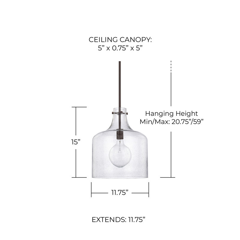 Luminaire suspendu en forme de cloche à 1 lumière Independent, Bronze