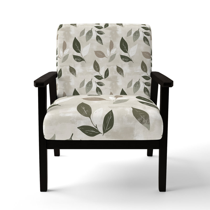 Chaise d'appoint Floral, Accoudoirs carrés noirs