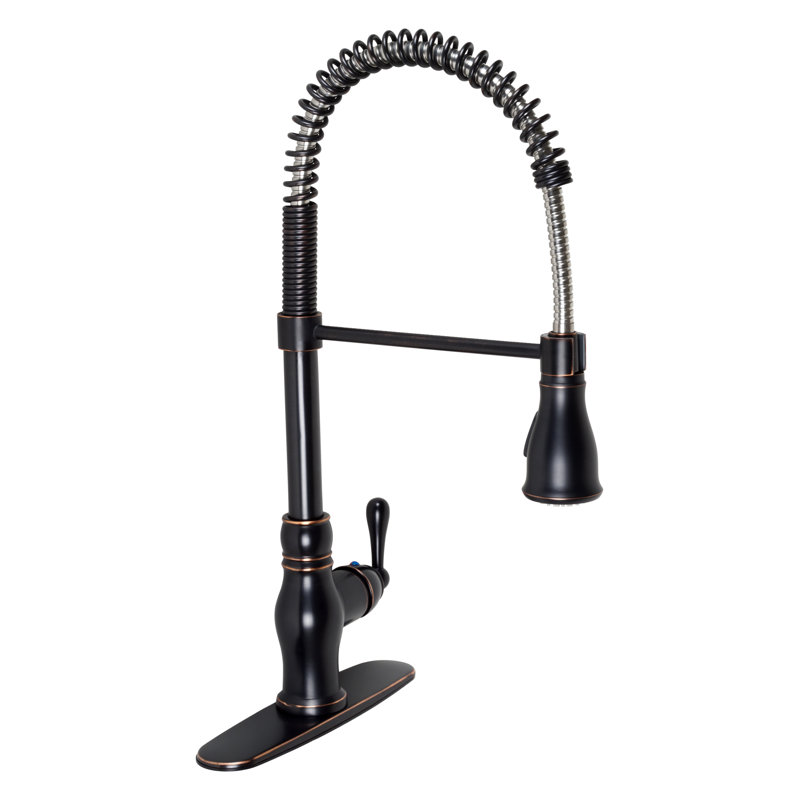 Prime Collection High-Arc Single Handle Kitchen/Bar Faucet with 2-Function Pull-Down Spring Spout Sprayer - Oil Rubbed Bronze
