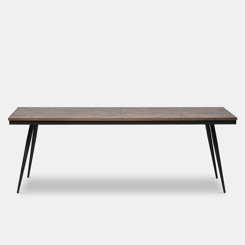 Teak Metal Base Dining Table, 76" H x 220" L x 90" W
