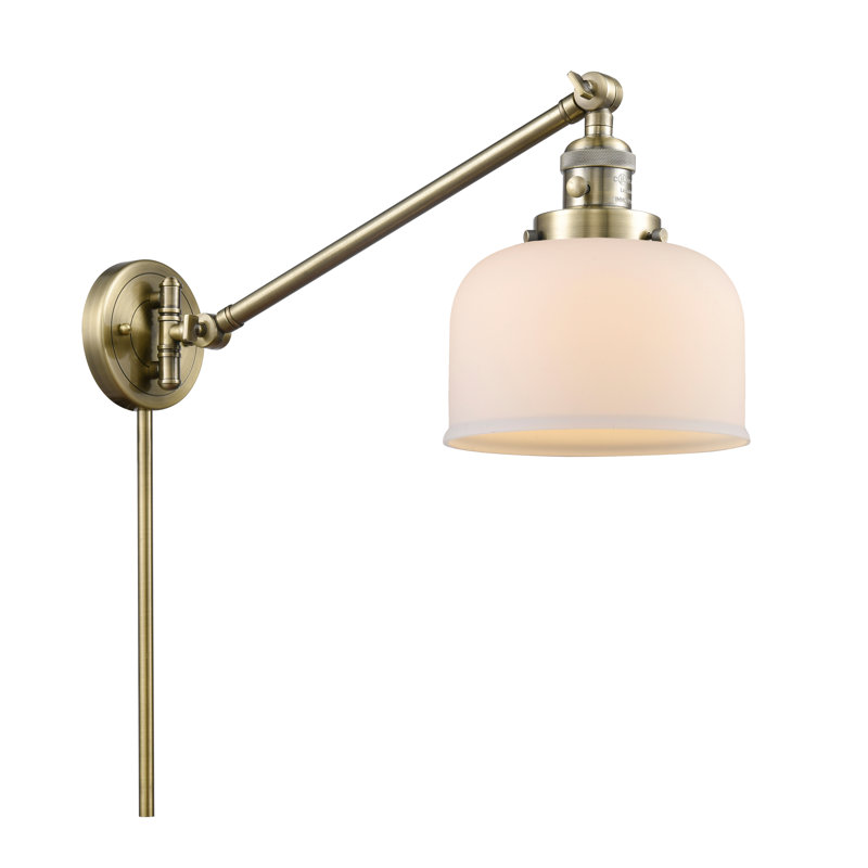 Bras pivotant à 1 lumière à intensité variable Talton, Laiton antique, Boîtier blanc mat, Ampoule non incluse