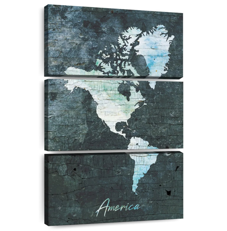 Carte du Continent américain Aliaz, H 45 po x l 28 po