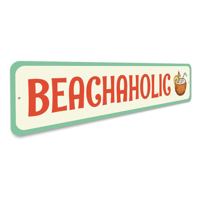 Enseigne Beachaholic Aluminium, H 6 po x l 24 po x P 0,06 po