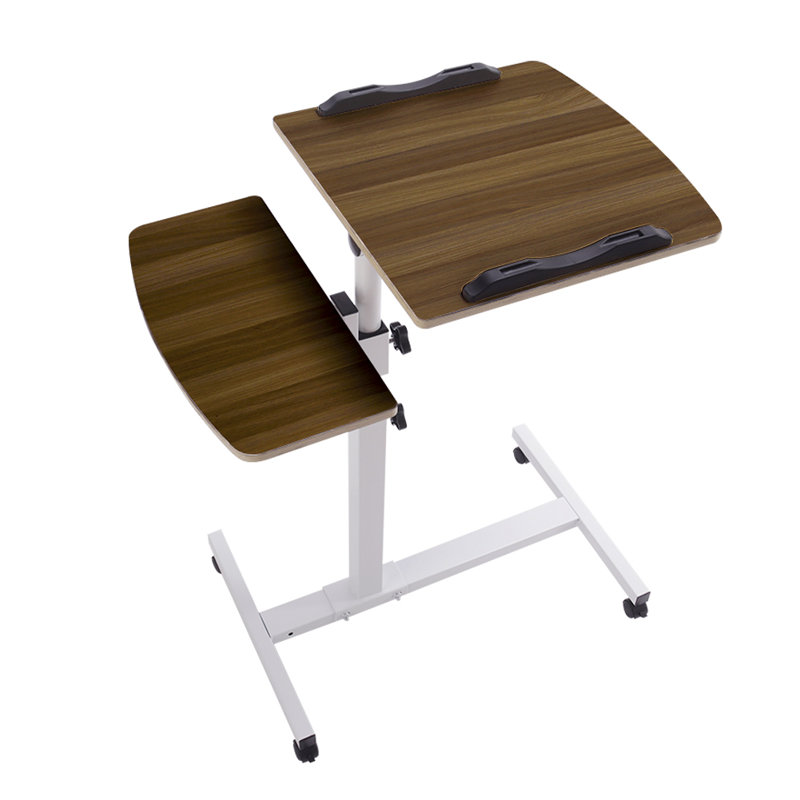 Adjustable Mobile Overbed Laptop Desk With Swivel Side Table
