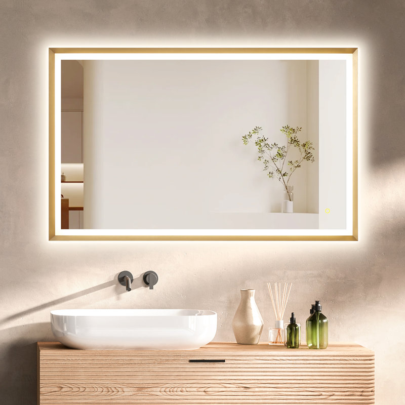 Apollo 48" Gold Aluminum LED Vanity Mirror