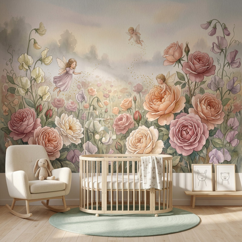 Décoration murale fée rose, 120 po x 96 po, Peler et coller