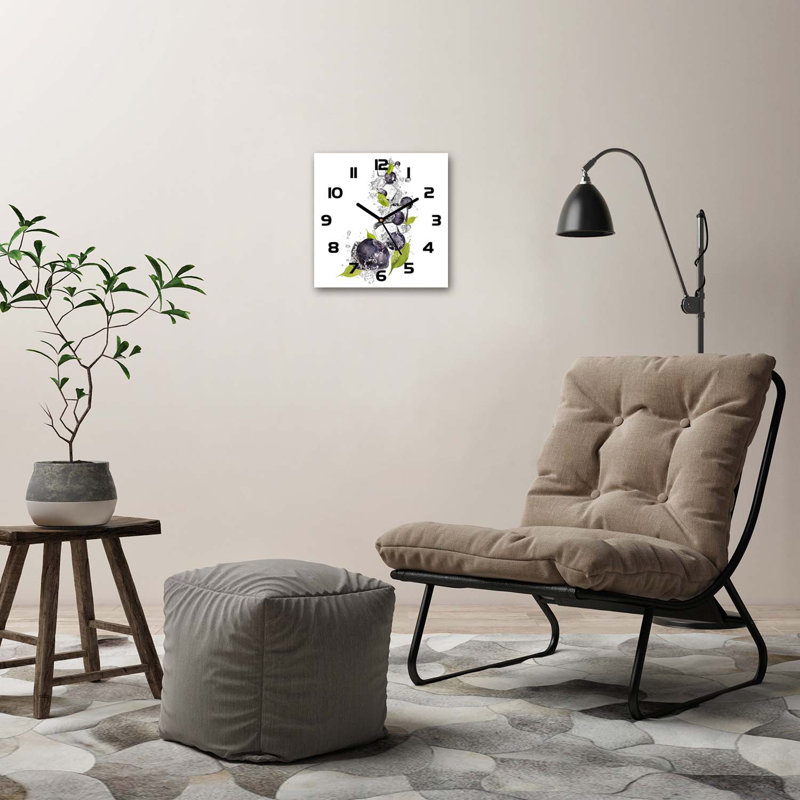 Haran Glass Wall Clock, Black/Green