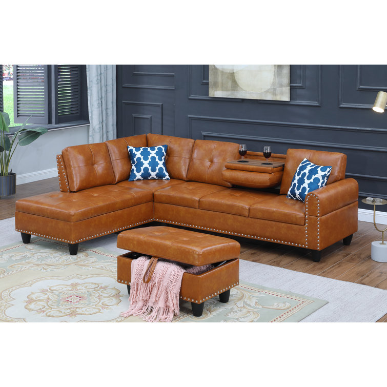 Alger 97" Wide Left Hand Facing Sofa & Chaise with Ottoman