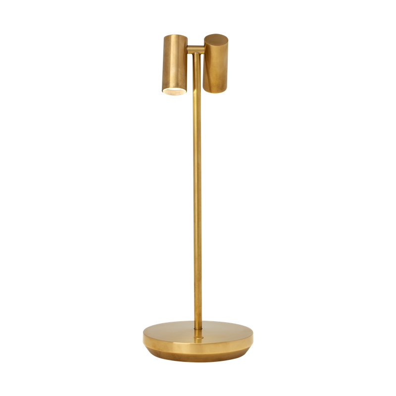 Doppia Accent Rechargeable Table Lamp, Natural Brass
