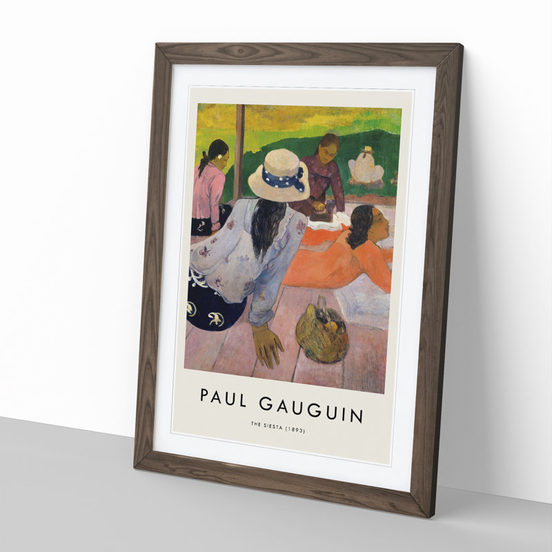 The Siesta by Paul Gauguin - Picture Frame Painting, 65cm H x 48cm W x 2cm D, Walnut Framed