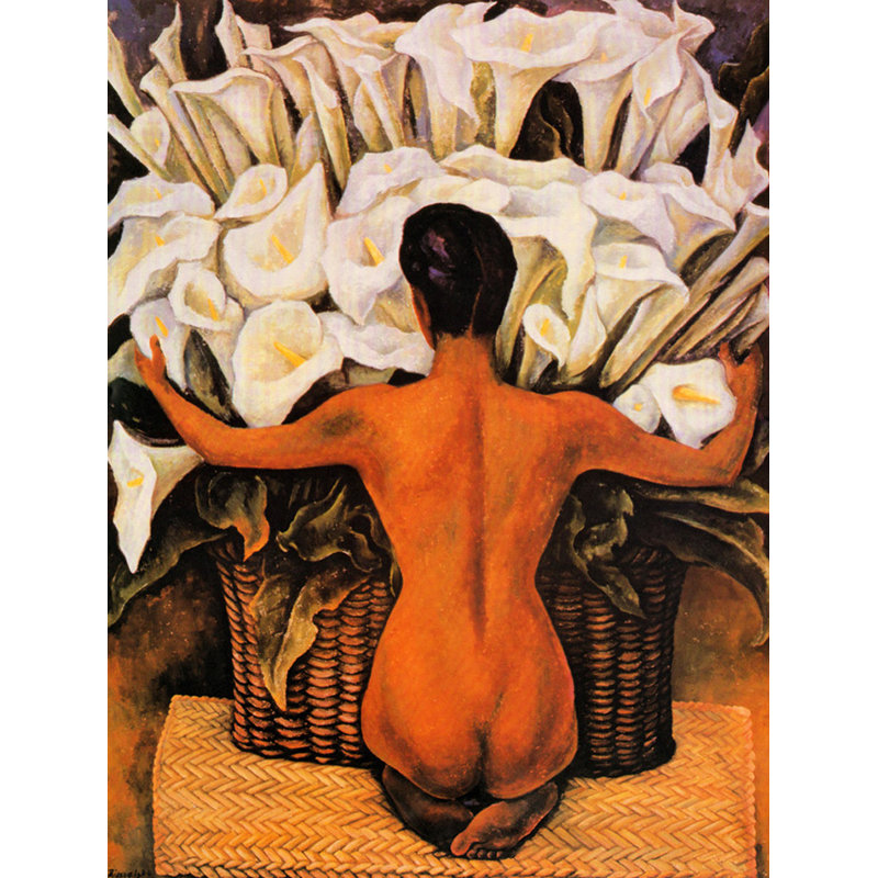Nu avec des lis Calla, H 24 po x l 18 po