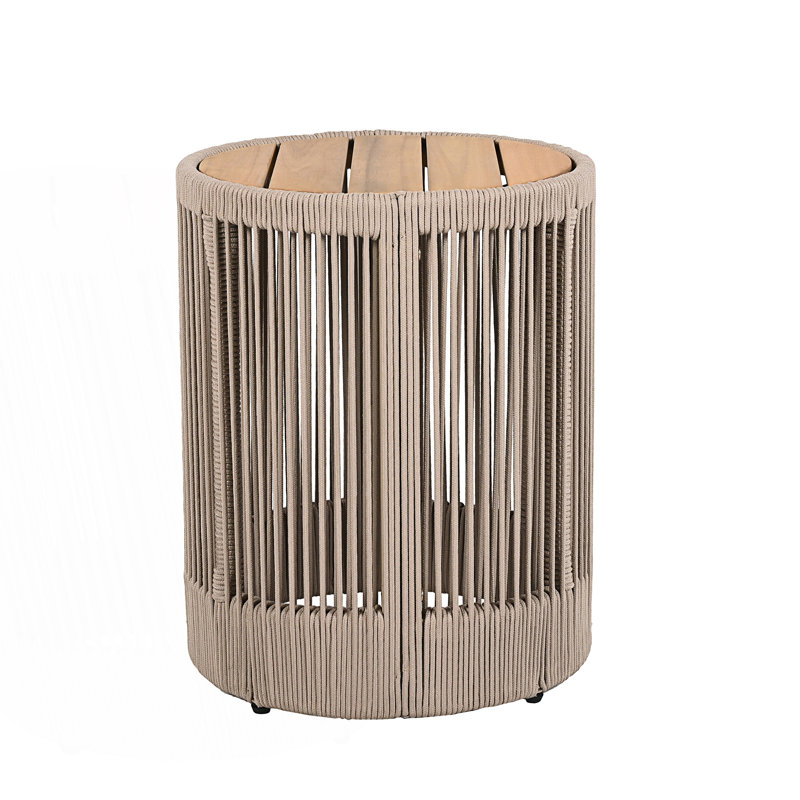 Table d'appoint d'extérieur en corde de rotin