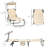 Folding Chaise Lounge Pool Chairs, Outdoor Sun Tanning Chairs With Canopy Shade, Reclining Back, Steel Frame And Side Pocket For Beach, Yard, Patio, Tan, Chair-1384339373