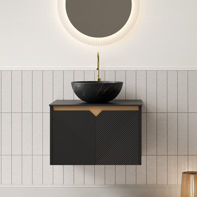 Wall-Mounted Bathroom Vanity with Sink and 2 doors