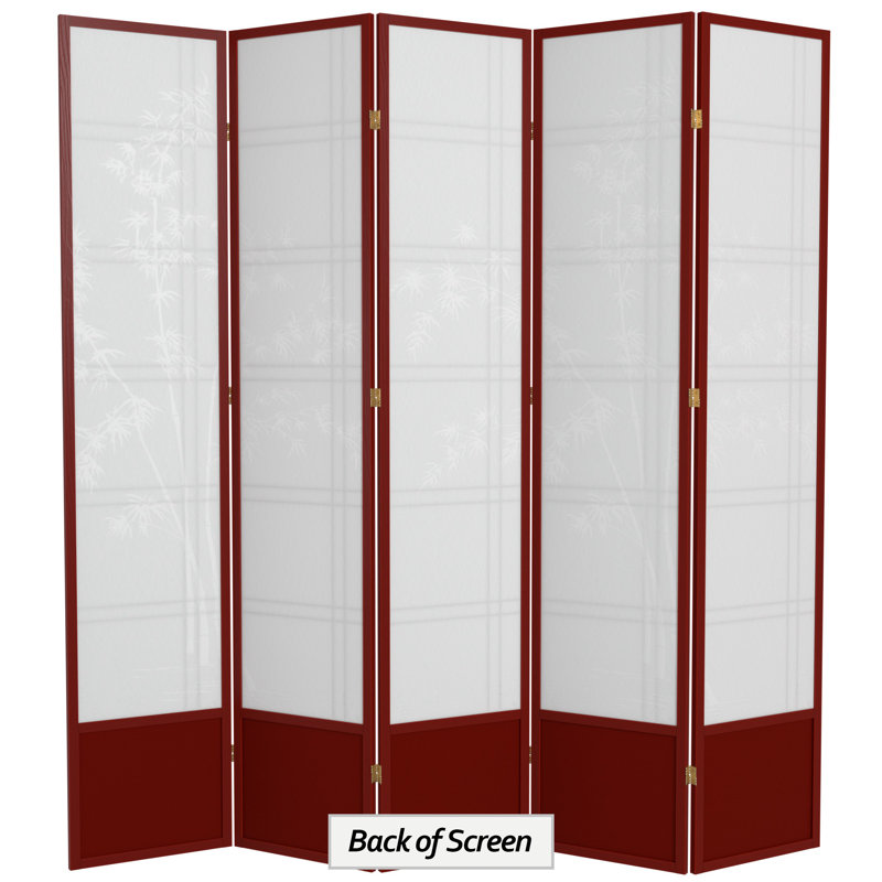 Cloison pliante Keitez, 5 panneaux, Bois de rose