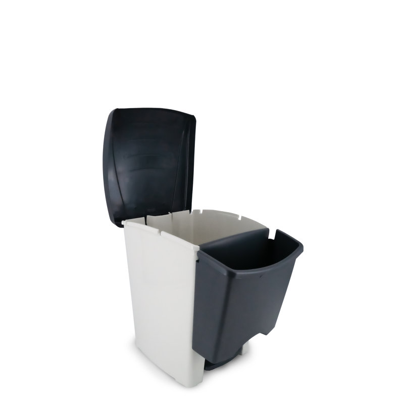 Le bac à ordures et de recyclage avec chariot mobile The Step N 'Sort