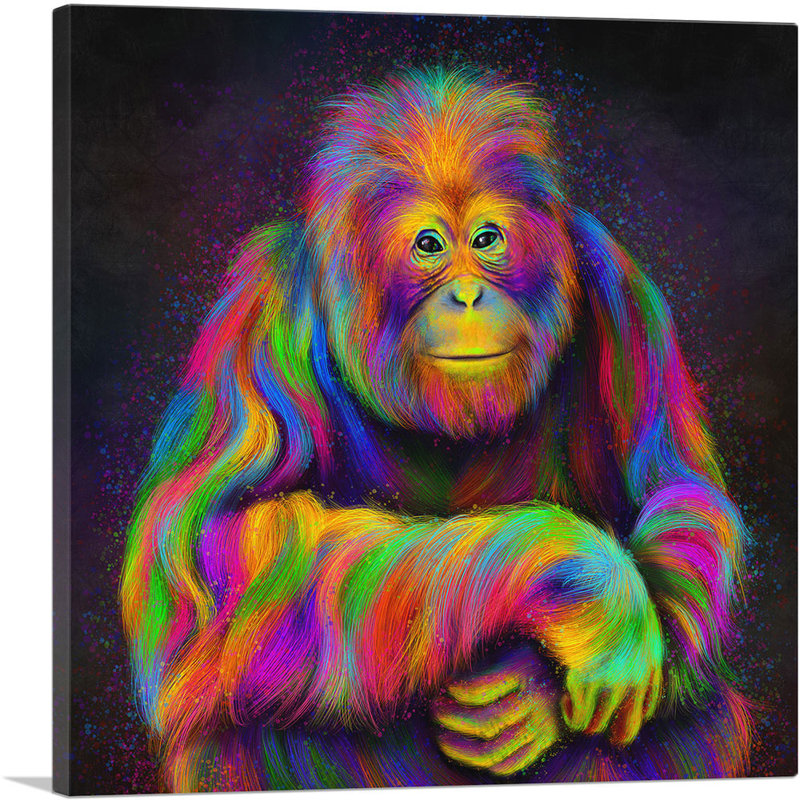 Orang-outan de la forêt tropicale de Singe, reproduction d'art sur toile tendue, H 12 po x l 12 po x P 0,75 po