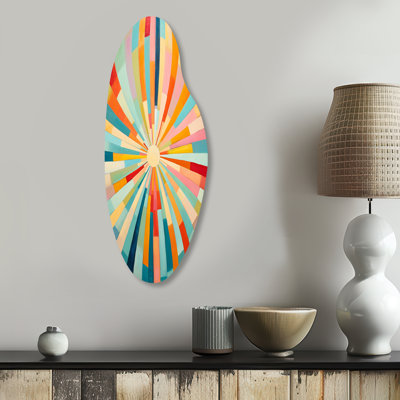 Colourful Mid Century Optical Serenade III - Abstract Midcentury Curved Shape Metal Wall Sculpture