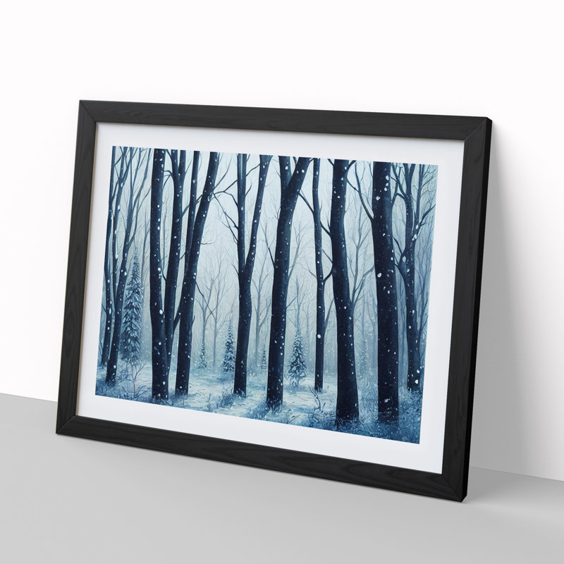 XH1022-6714X Painted Winter Forest Vol.2 - Single Picture Frame Painting, Black Framed, 46cm H x 64cm W x 2cm D
