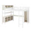 Lit mezzanine robuste avec aménagement multifonctionnel - comprend une armoire, un bureau et des tablettes ouvertes-568571695