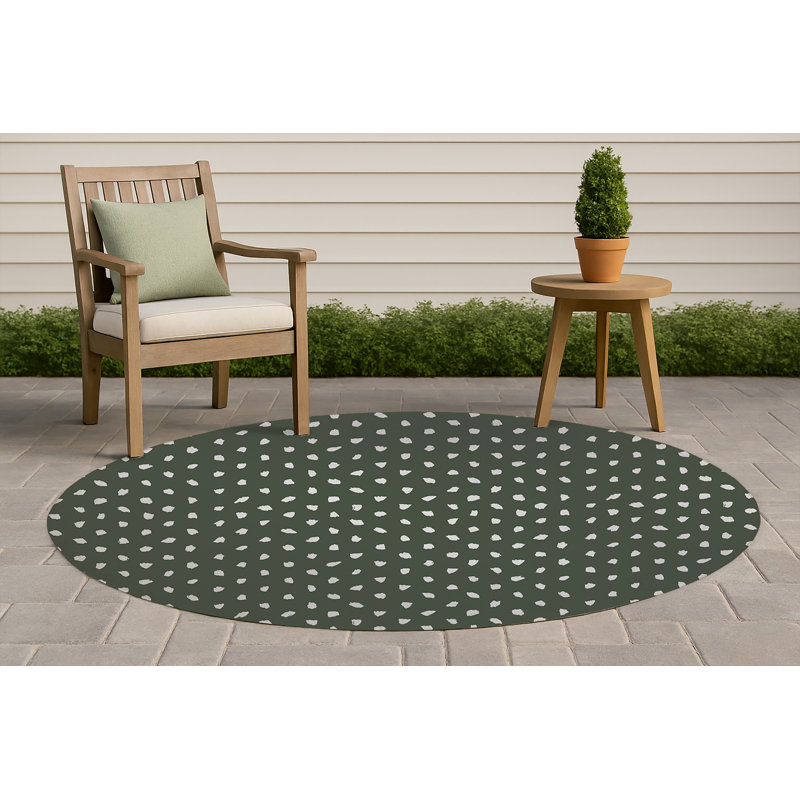 Splat Point Non-Slip Outdoor Rug, Round 5'