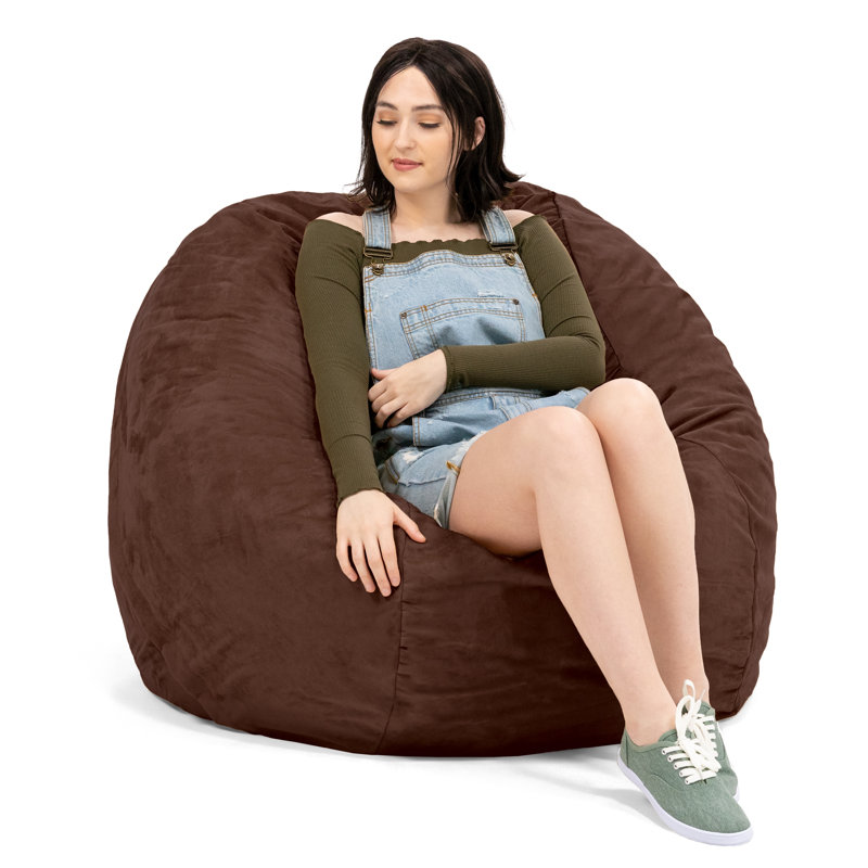 Saxx 4 Foot Round Bean Bag w/ Removable Cover, Chocolate