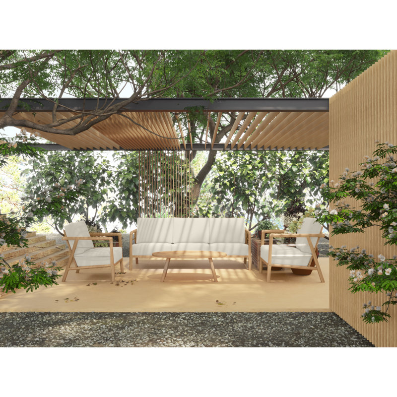 Daniele 5 - Person Outdoor Seating Group with Cushions, Cream