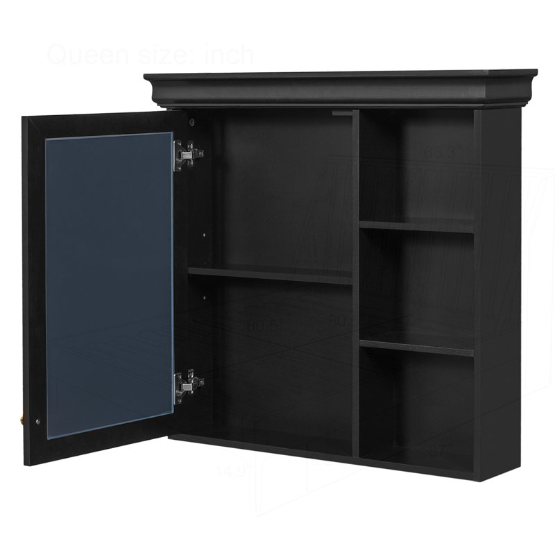 30"x 28" Wall Mounted Bathroom Storage Cabinet, Black