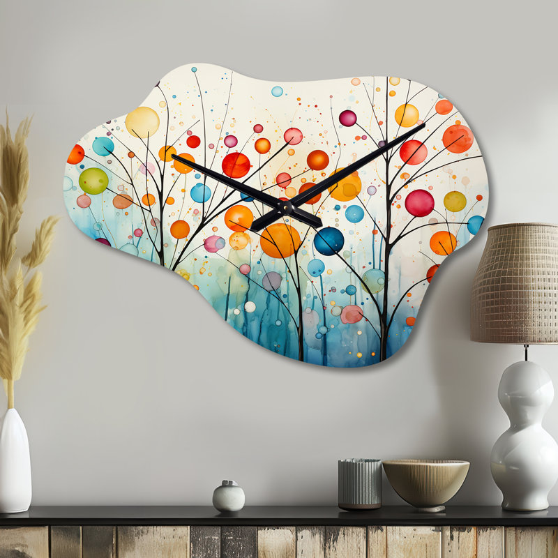 Teal Mid Century Retro Reflections - horloge murale en métal moderne Mid Century, horloge murale asymétrique moderne, Petit