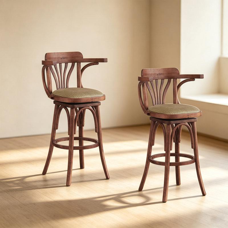 Chaise avec accoudoirs à dossier solide kaki noisette (ensemble de 2), H 40,16 po x L 21,26 po x l 19,29 po