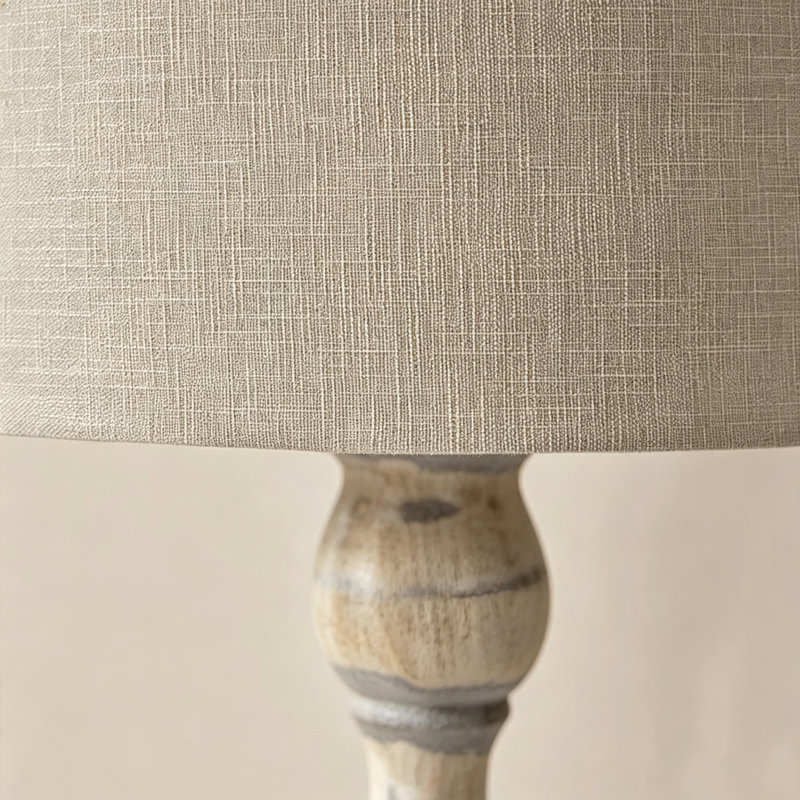 Beige-blanc + lin brun + lampes sur pied de forme libre en bois massif