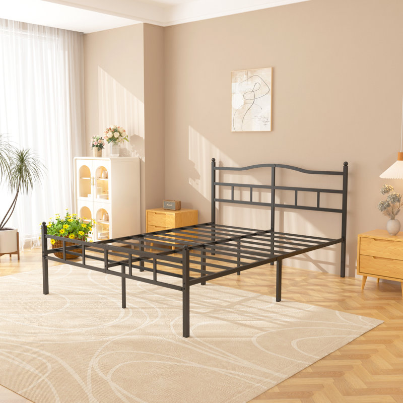 Metal Bed Frame With Headboard, King