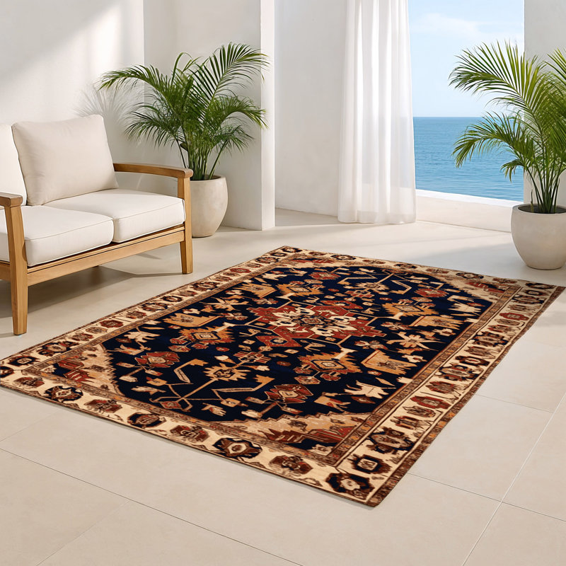 Tapis d'intérieur et d'extérieur brun Persian, Rectangle 5 pi x 7 pi
