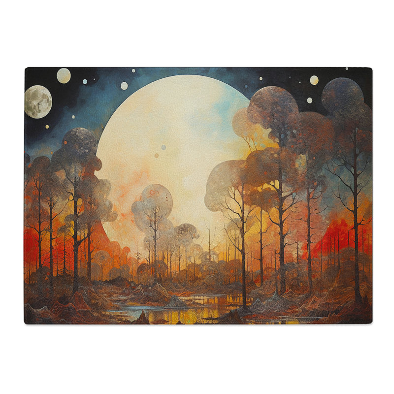 Moon Orphism  Glass Chopping Board