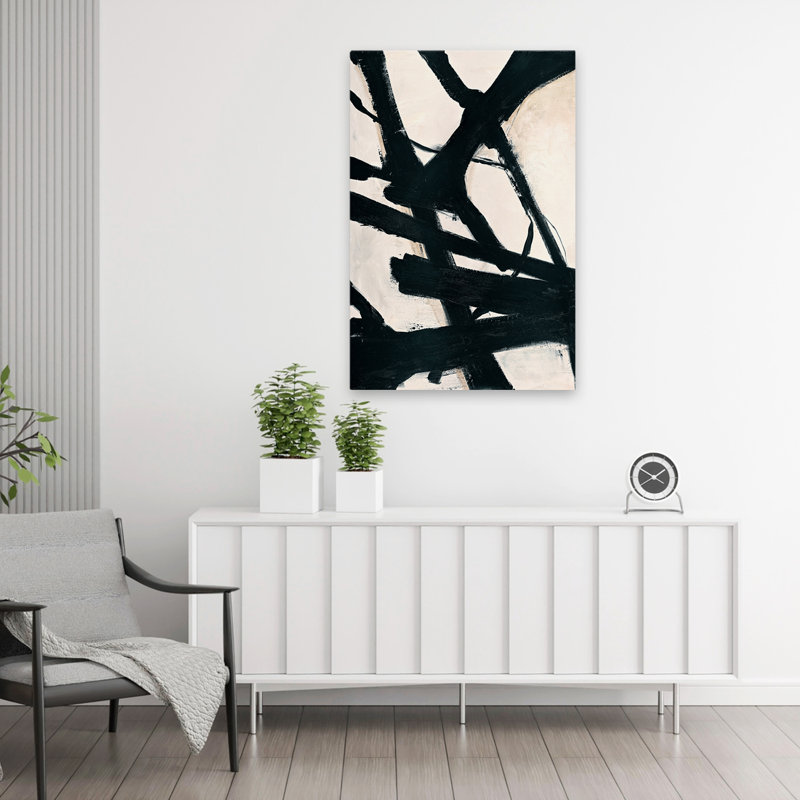 «Be Back» - Art abstrait rosé noir minimaliste, H 36 po x l 24 po