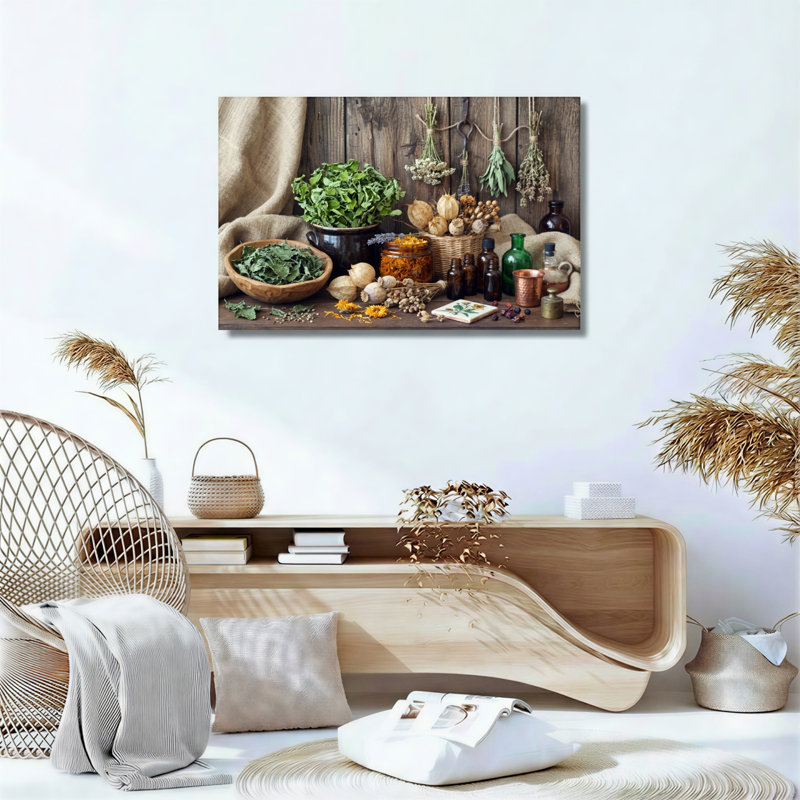 Ensemble de 1 tableau sur toile représentant une nature morte à base de plantes, 36"H x 48"W, Toile tendue