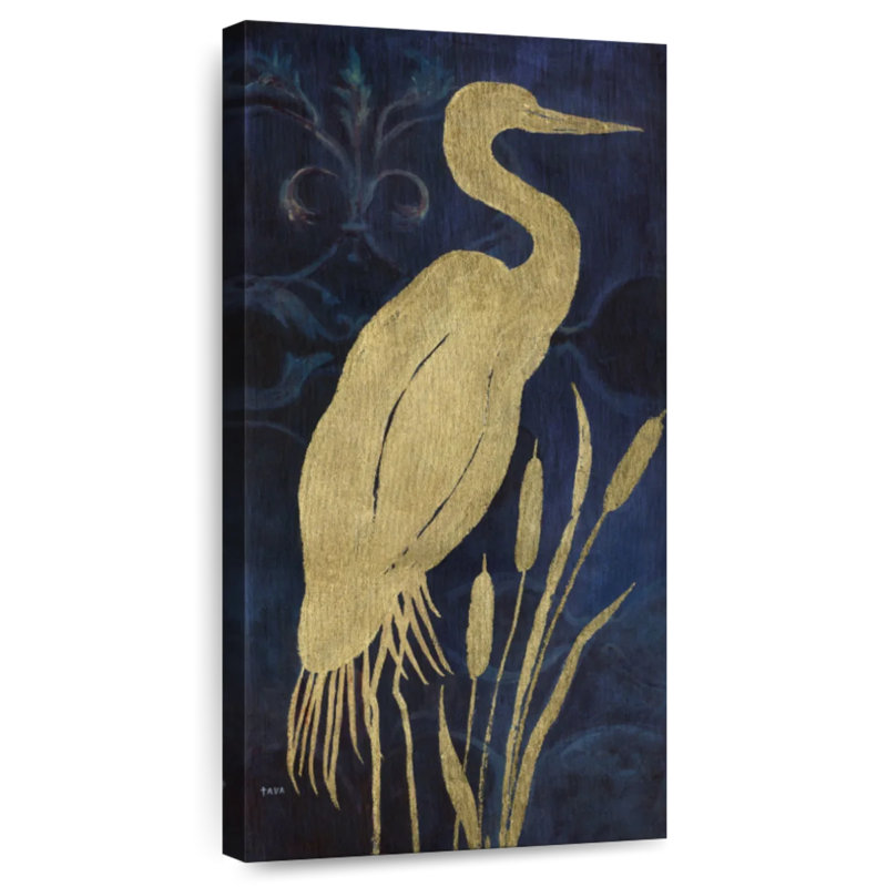 Aigrette sur indigo I, H 30 po x l 15 po