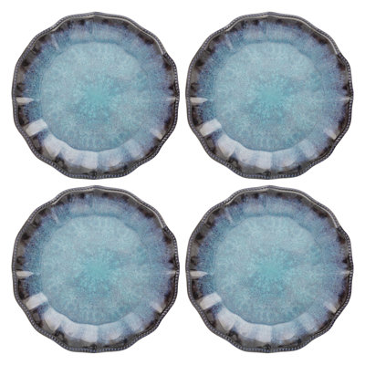 MELAMINE DINNER PLATES SET OF 4 OLIVIA BLUE