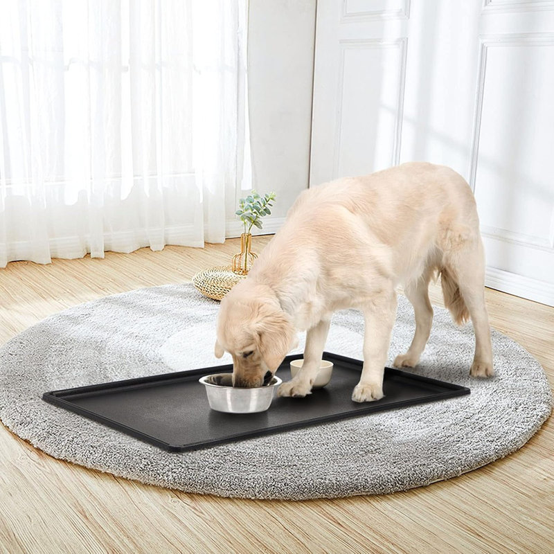 Ensemble de 2 plateaux de remplacement pour caisse de chien - plateau inférieur en plastique pour chenil, noir