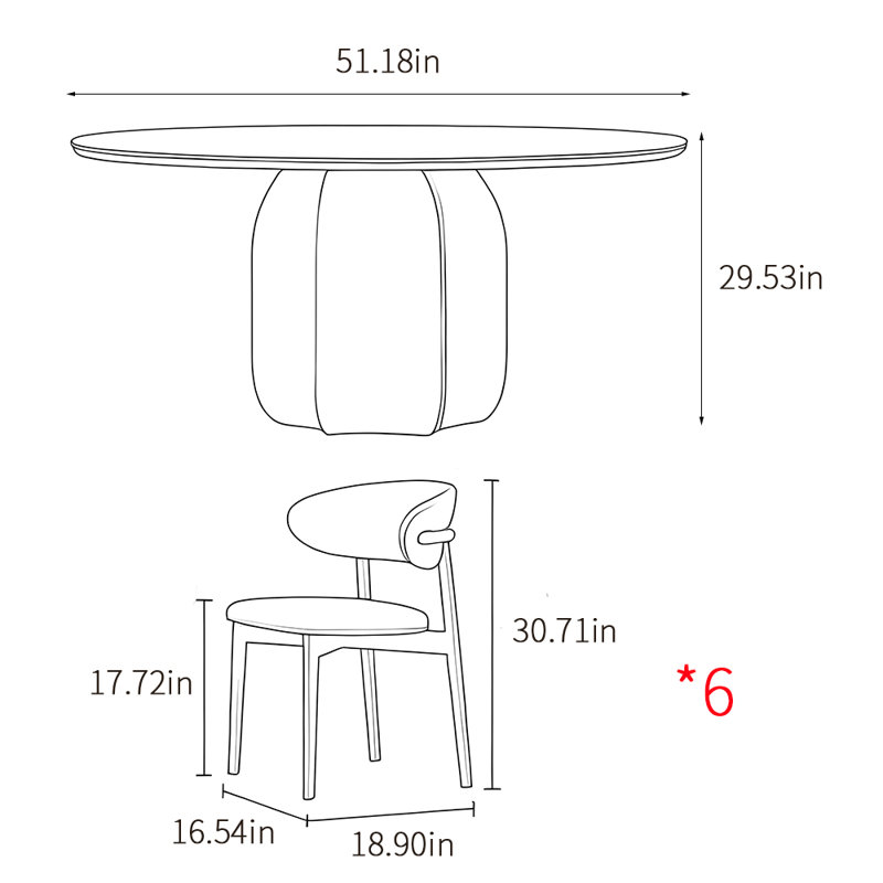 Simple modern household small round table sets, 29.53"H x 51.18"L x 51.18"W